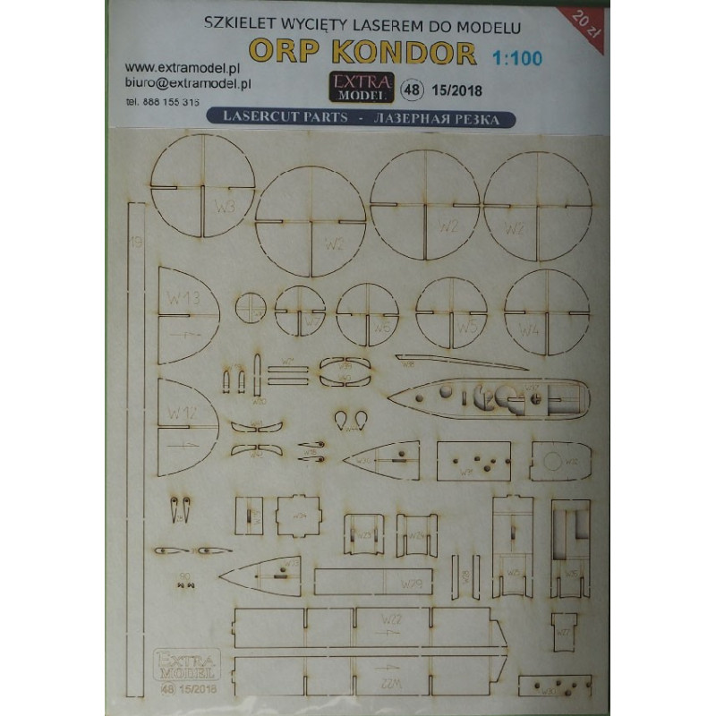 ORP "Kondor" - the Polish submarine - laser cut parts 1/100