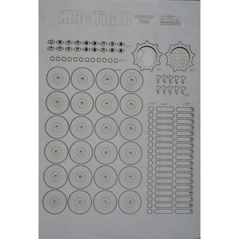 «King Tiger» — немецкий тяжёлый танк с серийной башней - вырезанные лазером детали шасси