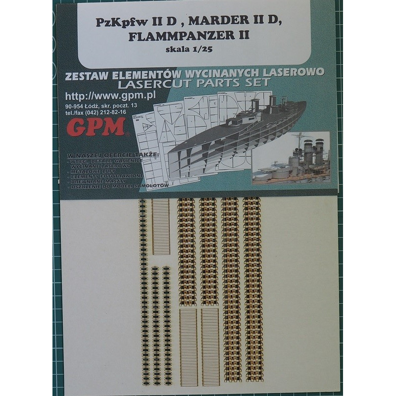 "Wespe", Pz. Kpfw. IID, "Marder" IID, "Flammpanzer" II - laser cut and engraved track parts