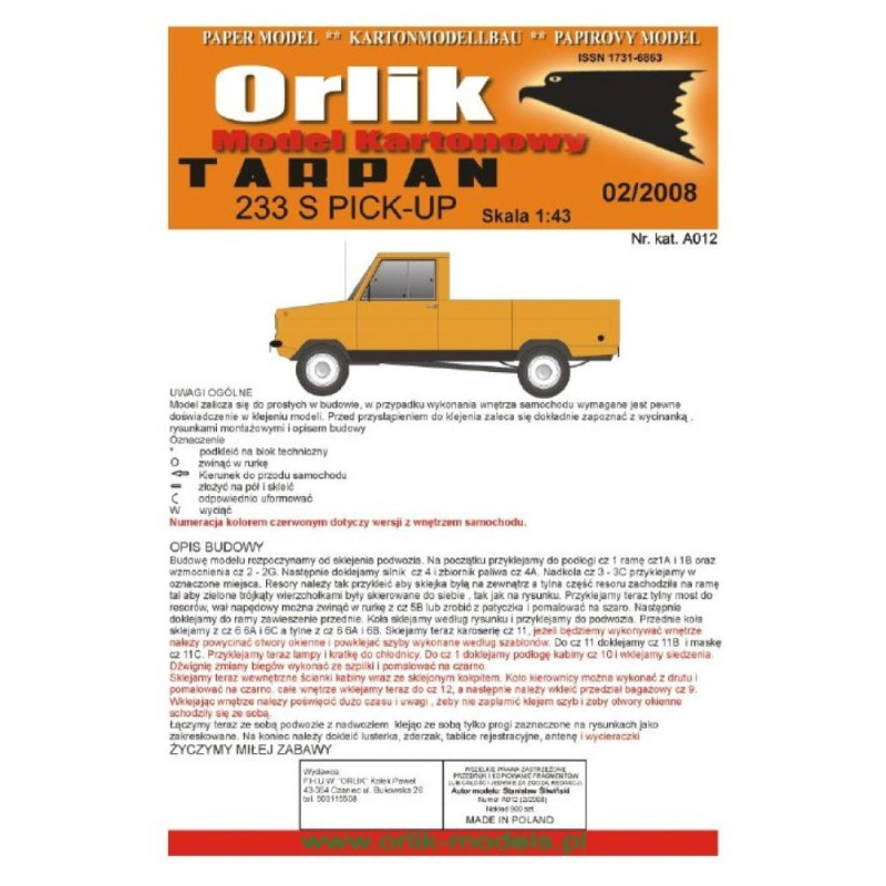 “Tarpan” 233 S Pick-up - the Polish light off – road car