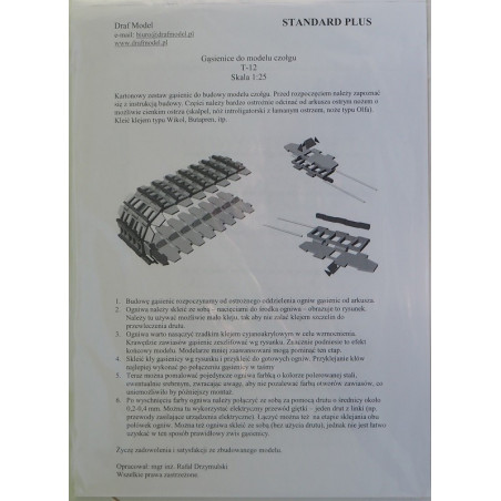 "T-12" – a maneuver tank of the USSR - the laser cut and engraved track parts