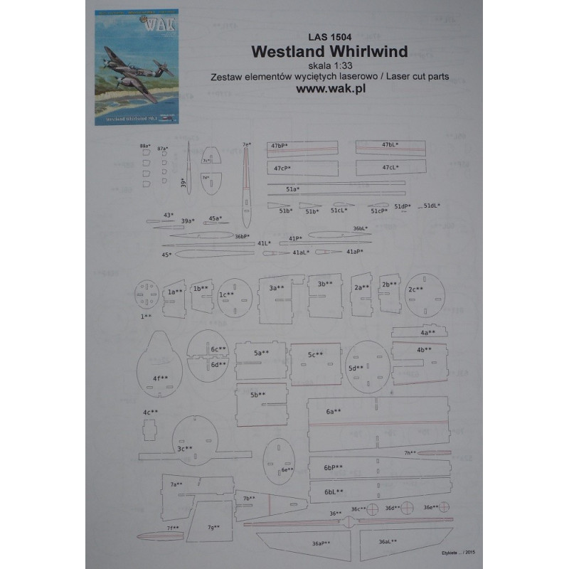 Westland „Whirlwind“ Mk.I – Didžiosios Britanijos naikintuvas – lazeriu pjautos detalės