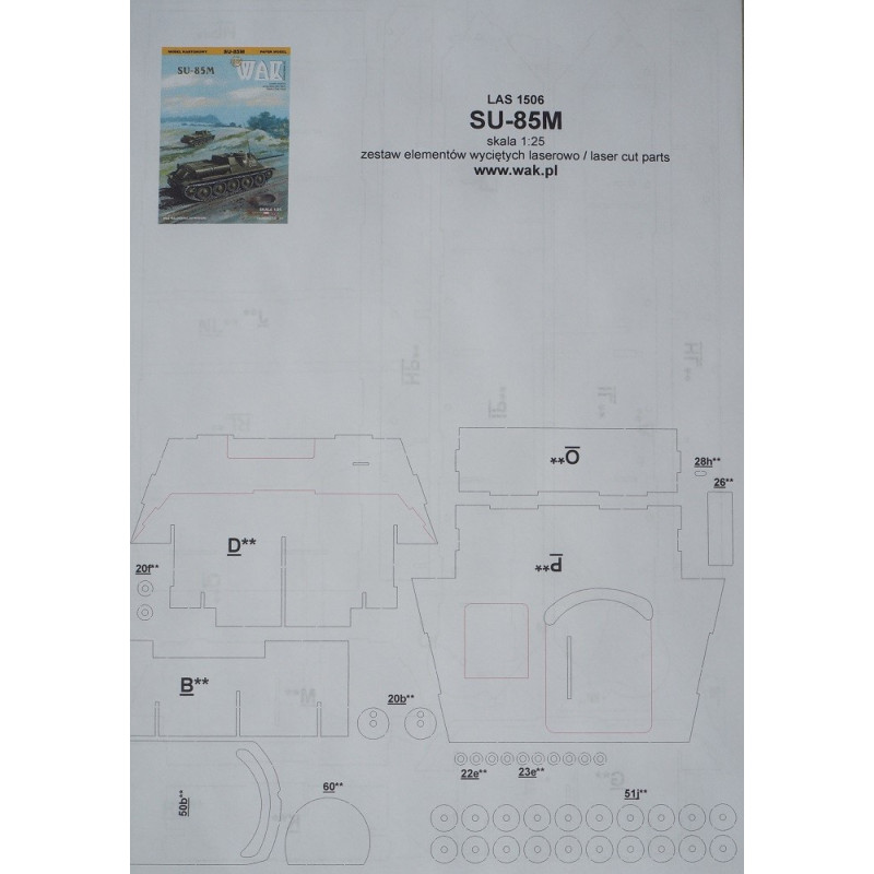 SU-85M – the USSR/ Polish PR self-propelled artillery unit - the laser cut details