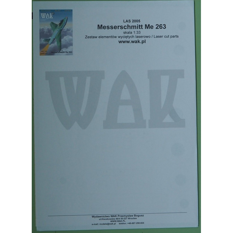 Messerschmitt Me - 263 – Vokietijos raketinis naikintuvas - lazeriu pjautos detalės