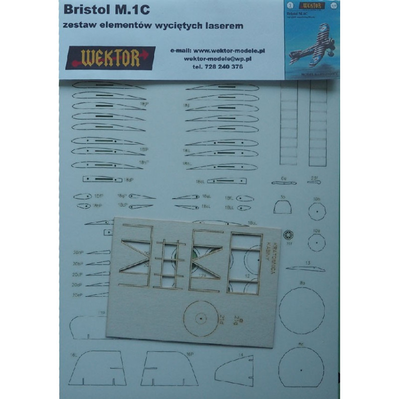 Bristol M.1c – британский истребитель - детали, вырезаные лазером